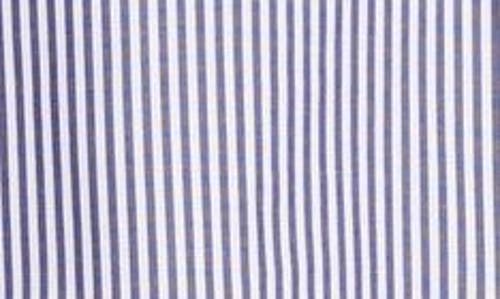 Shop Isaia Stripe Button-down Shirt In White/navy