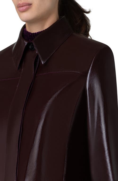 Shop Akris Talitha Leather Shirt Jacket In Purple