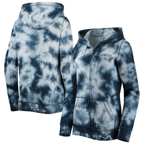 Women's New Era Navy New England Patriots Tie Dye Fleece Full-Zip Hoodie 