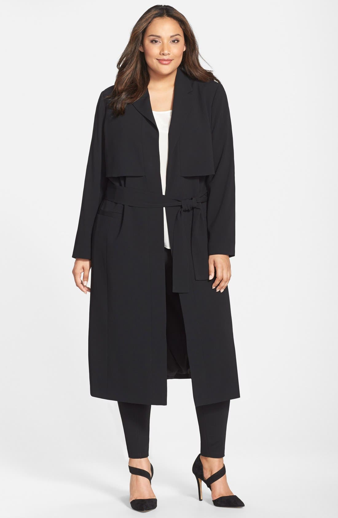 Halogen® Open Front Trench Coat (Plus Size) Nordstrom