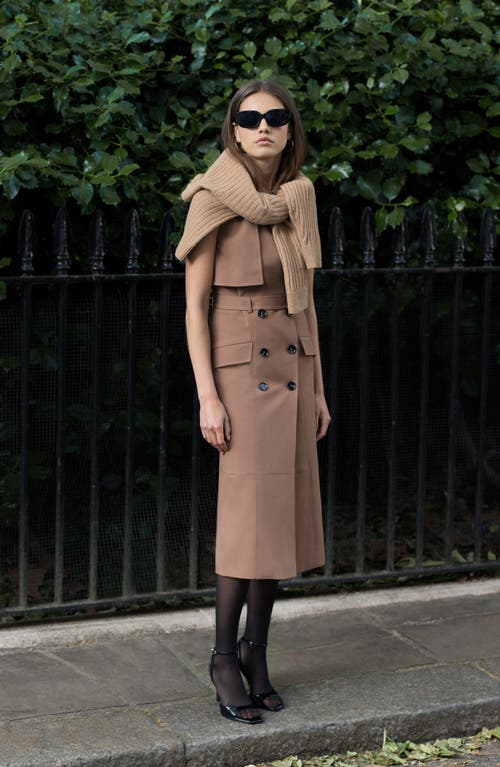 Shop French Connection Azra Sleeveless Trench Coat Dress In Camel