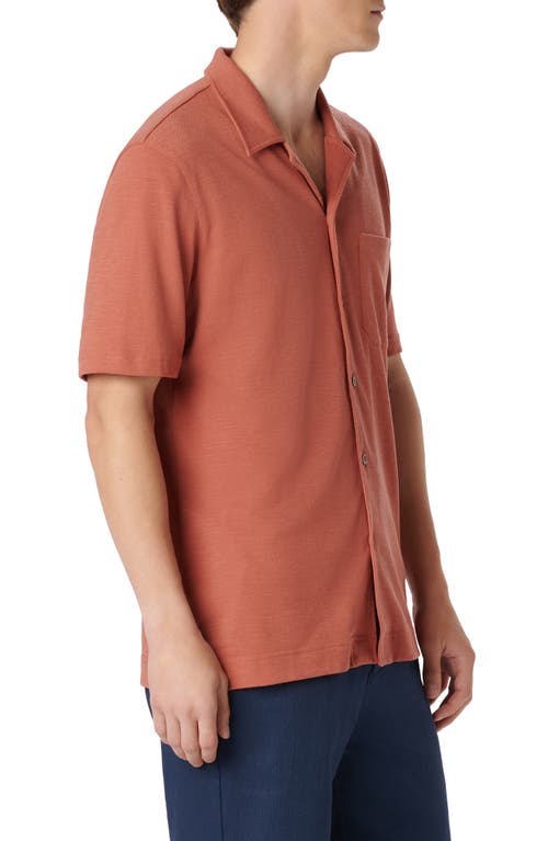 Shop Bugatchi Knit Camp Shirt In Sienna