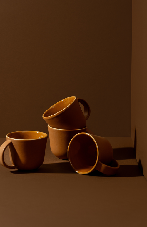 Gharyan Stoneware Tunisian Mugs Set Of 4 In Terracotta