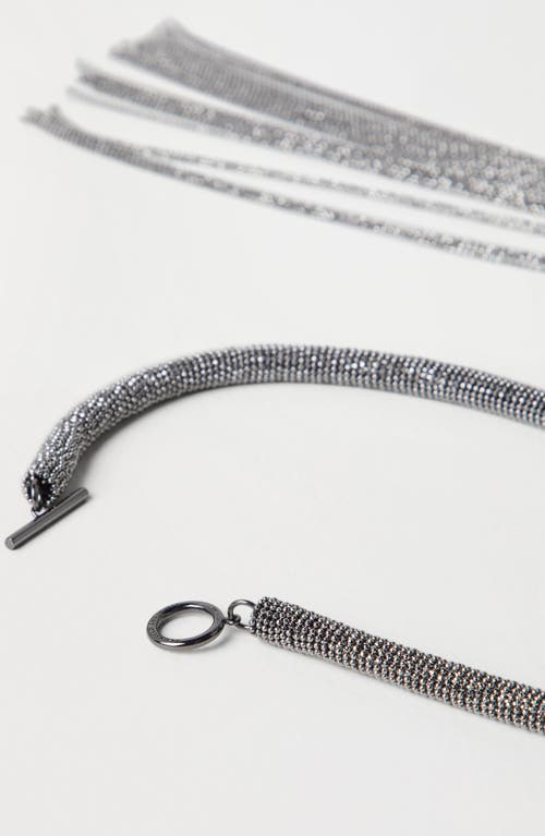 Shop Brunello Cucinelli Monili Tie Necklace In Lignite Grey