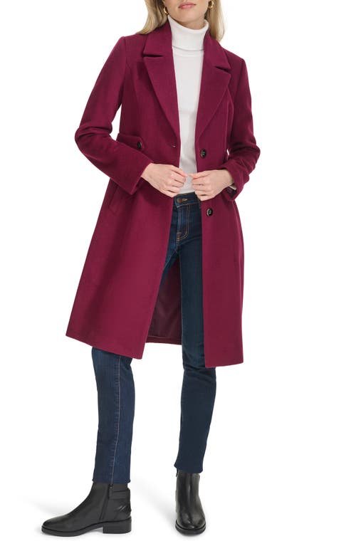 Shop Cole Haan Slick Wool Blend Coat In Pink Amethyst