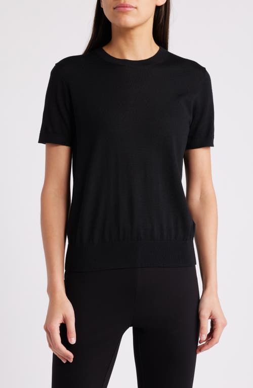 Shop Theory Regal Short Sleeve Wool Sweater In Black