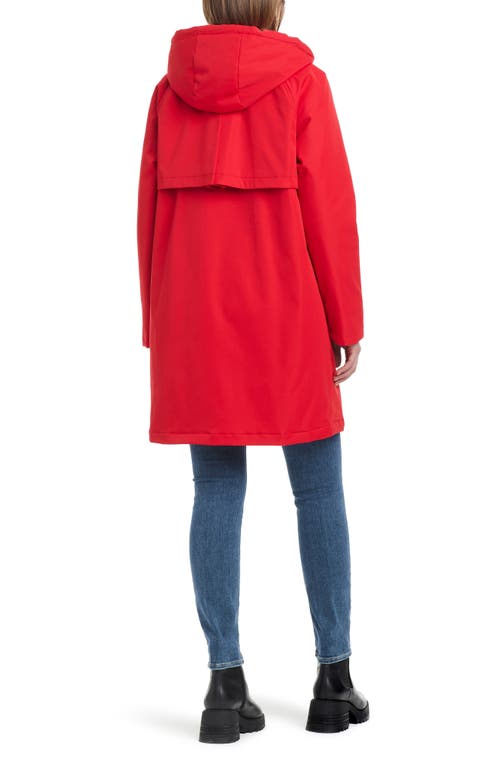 Shop Kate Spade New York Water Resistant Raincoat With Removable Hood In Garnet Red