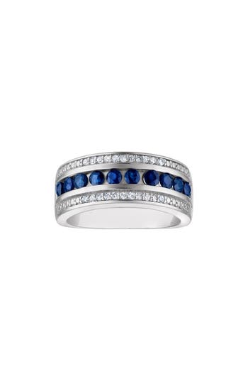 Fzn Sterling Silver Sapphire & Diamond Band Ring In Sapphire