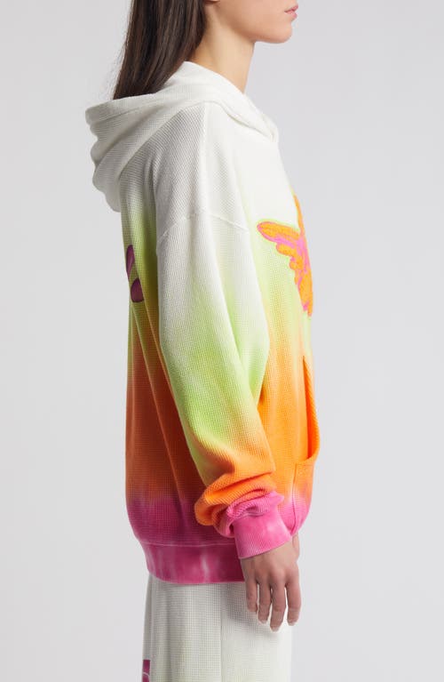 Shop Boys Lie Sour Patch Racer Ombré Thermal Knit Hoodie In Ivory Multi