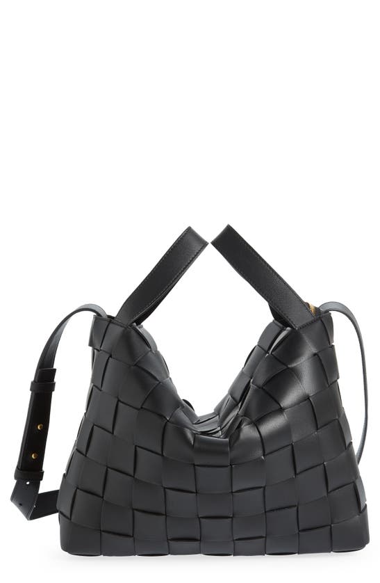 Bottega Veneta Cassette Bowling Intrecciato Leather Bag In Black-gold