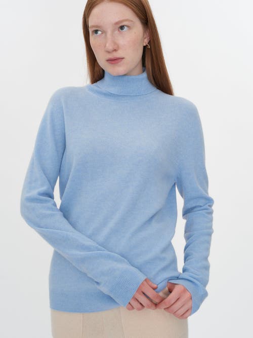 Shop Gobi Cashmere Classic Turtle Neck In Light Blue