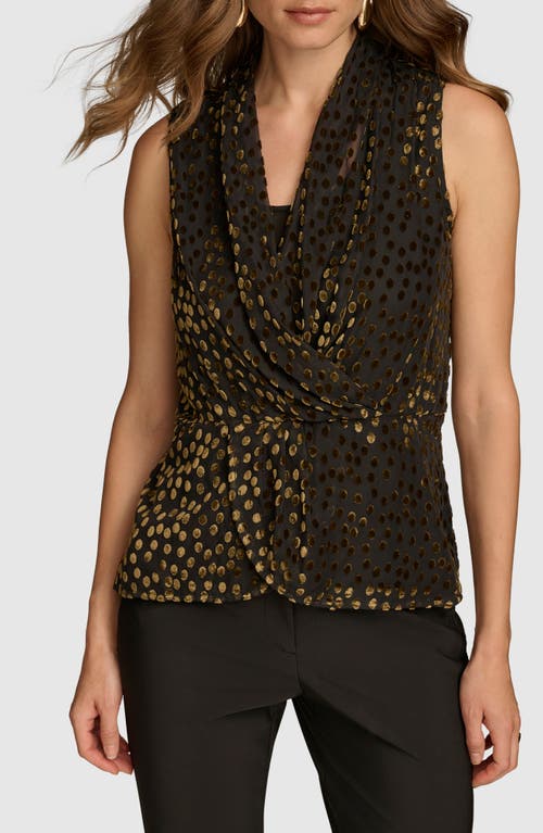 Shop Donna Karan New York Velvet Burnout Dot Sleeveless Top In Black/gold