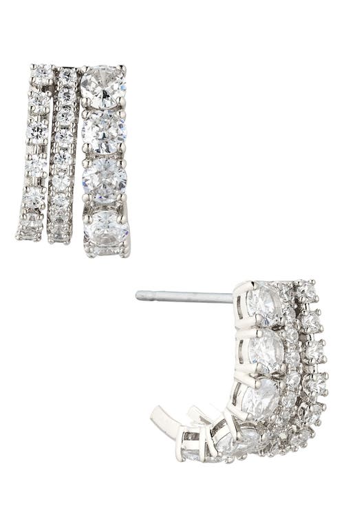 Cubic Zirconia Hoop Earrings in Rhodium