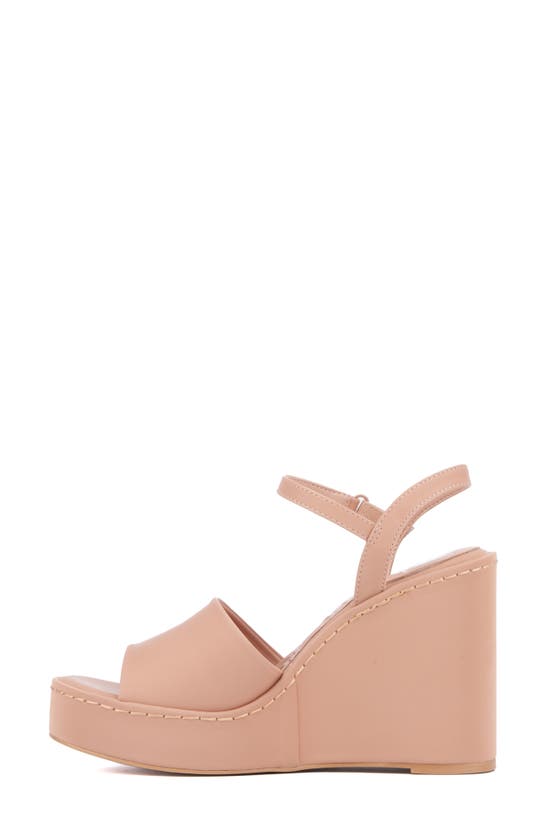 Shop Olivia Miller Magnetic Platform Wedge Sandal In Tan