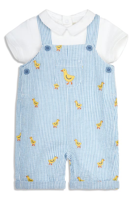 Jojo Maman Bébé Babies' Chicks Embroidered Bodysuit & Overalls Set In Blue