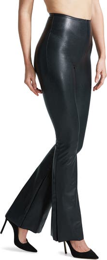 commando Women's Faux Patent Leather Flare Legging, Black, X-Small