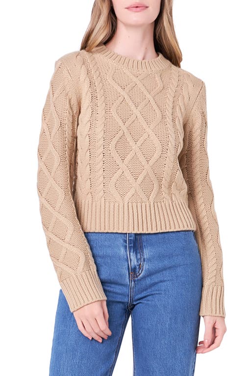 English Factory Crop Cable Stitch Sweater Oatmeal at Nordstrom,