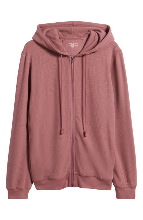 Daniel Buchler Waffle Texture Zip Hoodie In Rust