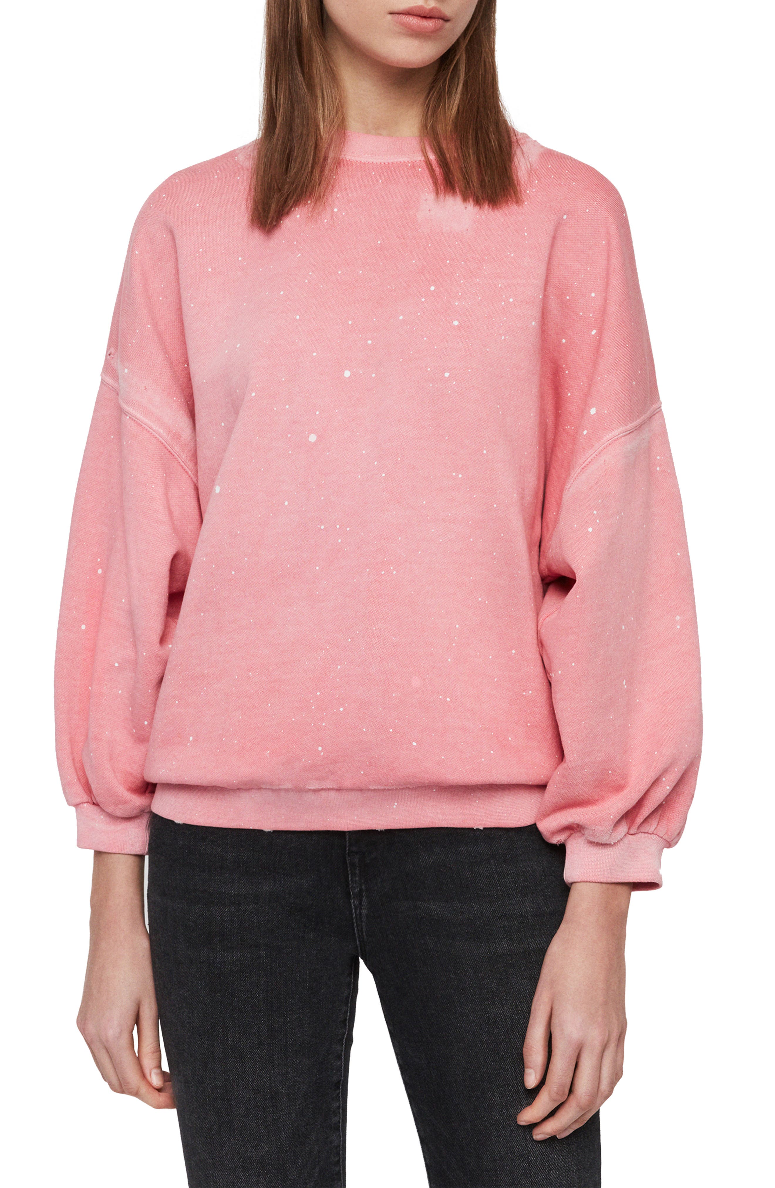 Allsaints Storn Splatter Sweatshirt, Pink
