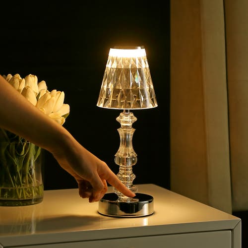 JONATHAN Y JONATHAN Y LILLIAN BOHEMIAN CLASSIC ACRYLIC RECHARGEABLE INTEGRATED PORTABLE LED TABLE LAMP 