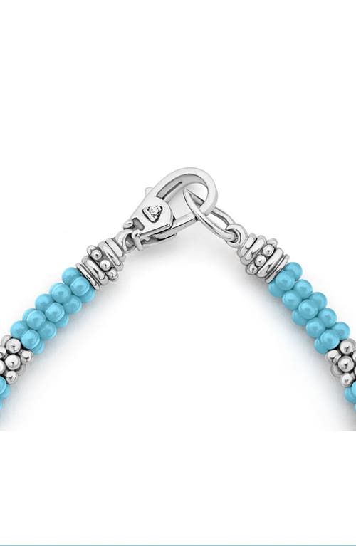 Shop Lagos Blue Caviar Ceramic Rope Bracelet In Silver/turquoise