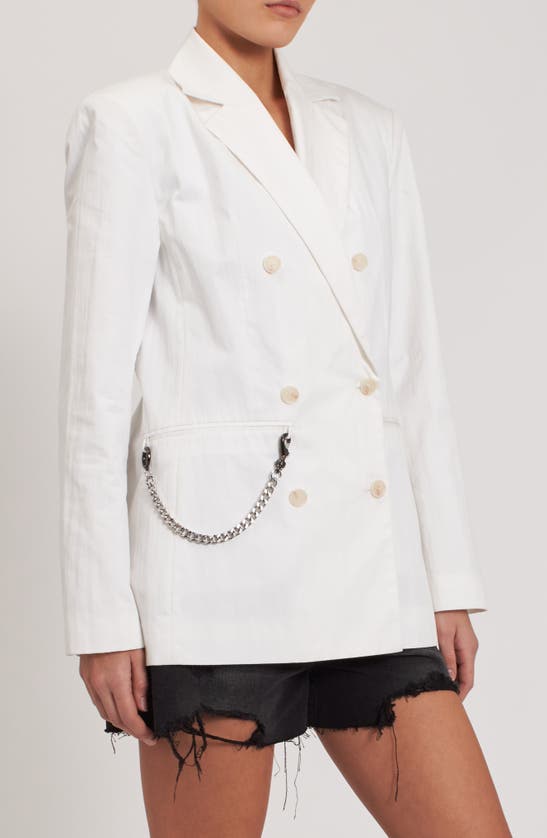 Shop Rebecca Minkoff Brooklyn Chain Double Breasted Blazer In Bright White