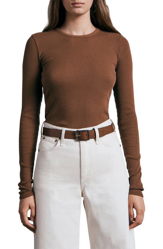 RAG & BONE ESSENTIAL RIBBED LONG SLEEVE TOP