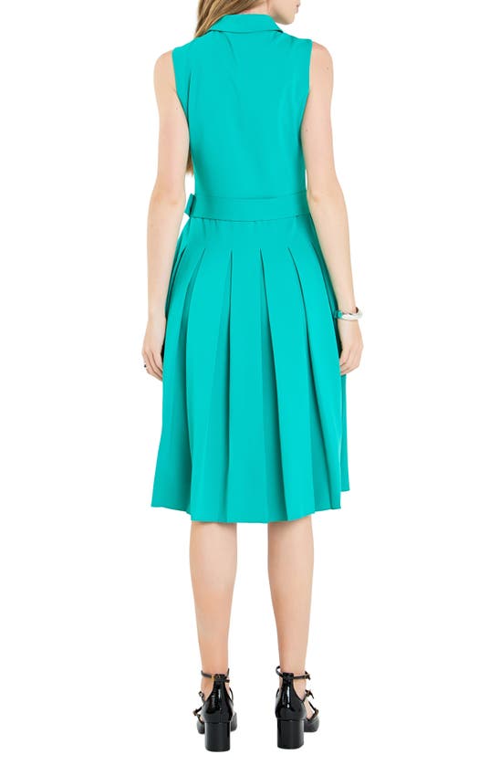 Shop English Factory Pleated Belted Sleeveless Midi Shirtdress In Kelly Green