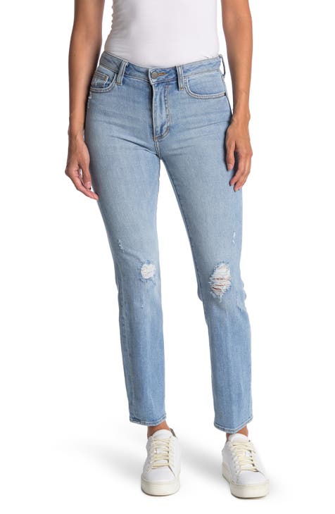 Sam Edelman Women's The Dani Distressed Paperbag High Waist Straight Leg Jeans Blue Size 24 main image 0
