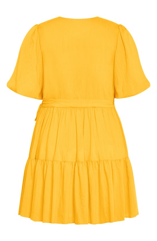 Shop City Chic Nikola Tiered Wrap Dress In Sunshine