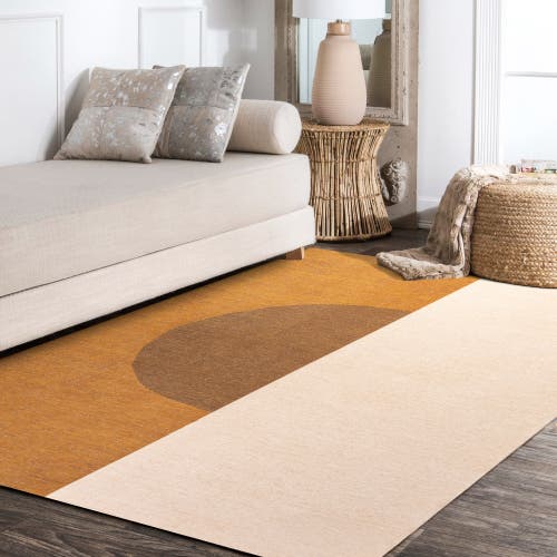 Jonathan Y Demie Minimalist Graphic Circle Machine-washable Area Rug In Brown/cream/terracotta