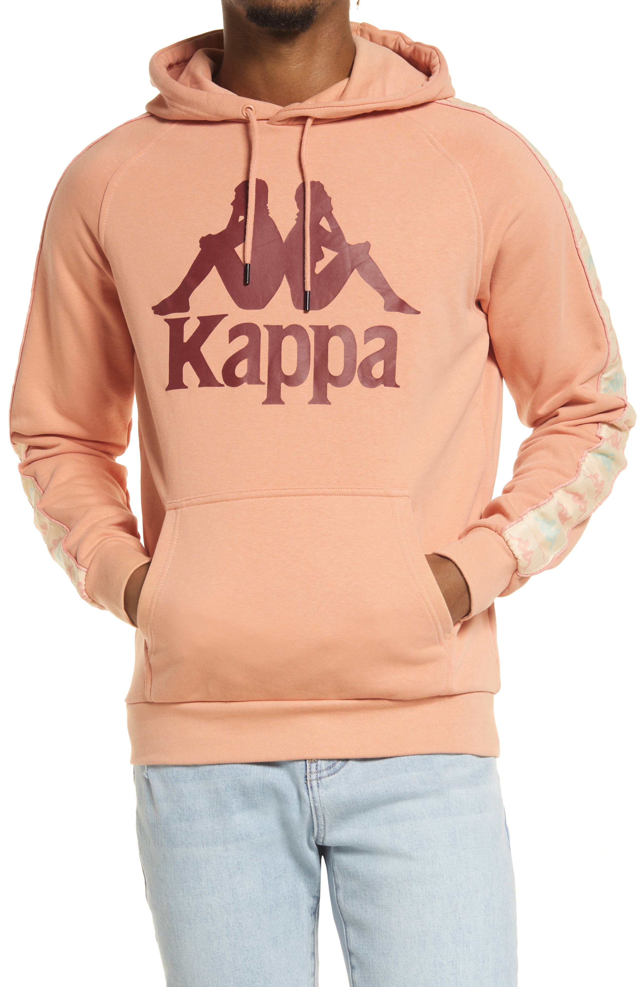Kappa 222 Banda Hurtado-3 Hooded Sweatshirt in Pink Coral-Beige-Green at Nordstrom, Size Medium