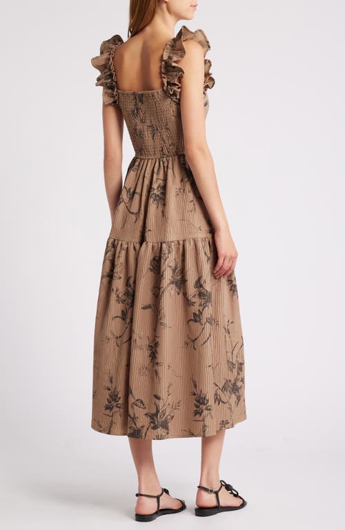 Moon River Floral Sundress In Mocha Multi