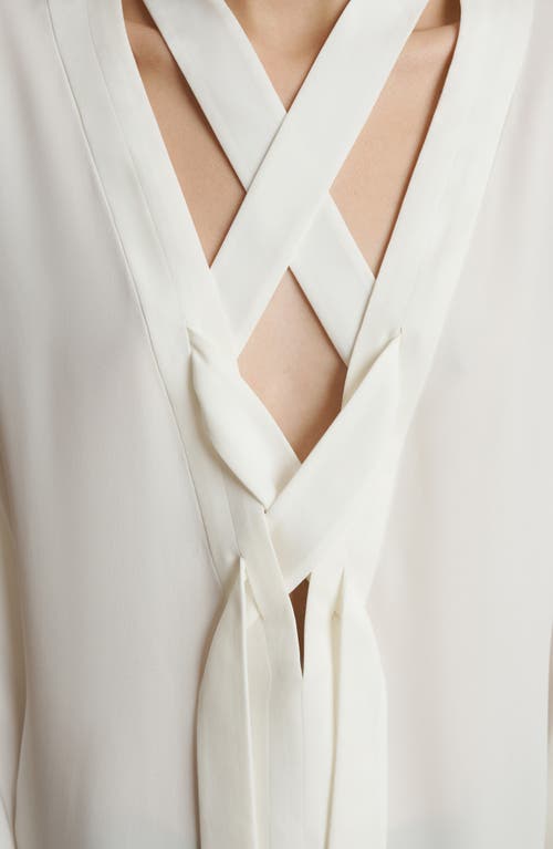 Khaite Mehna Lace-up Silk Crepe De Chine Mini Dress In Cream