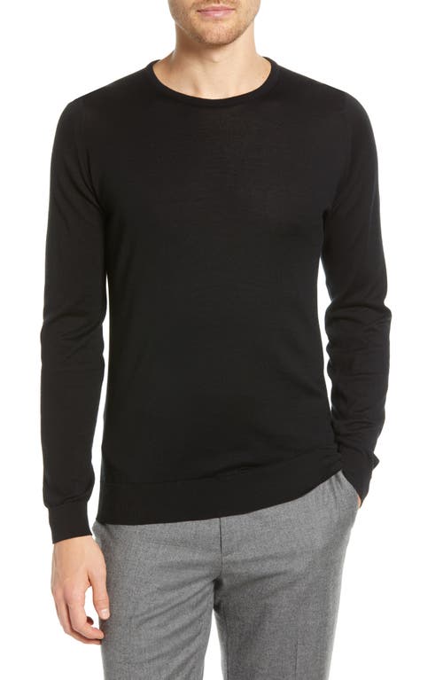 John Smedley Crewneck Sweater in Black at Nordstrom, Size Small