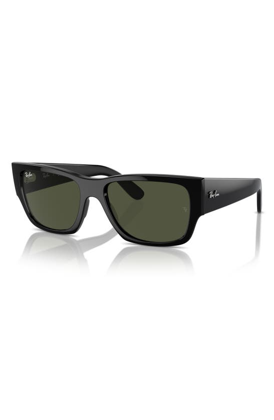 Ray Ban Ray-ban Carlos 56mm Polarized Rectangle Sunglasses In Black