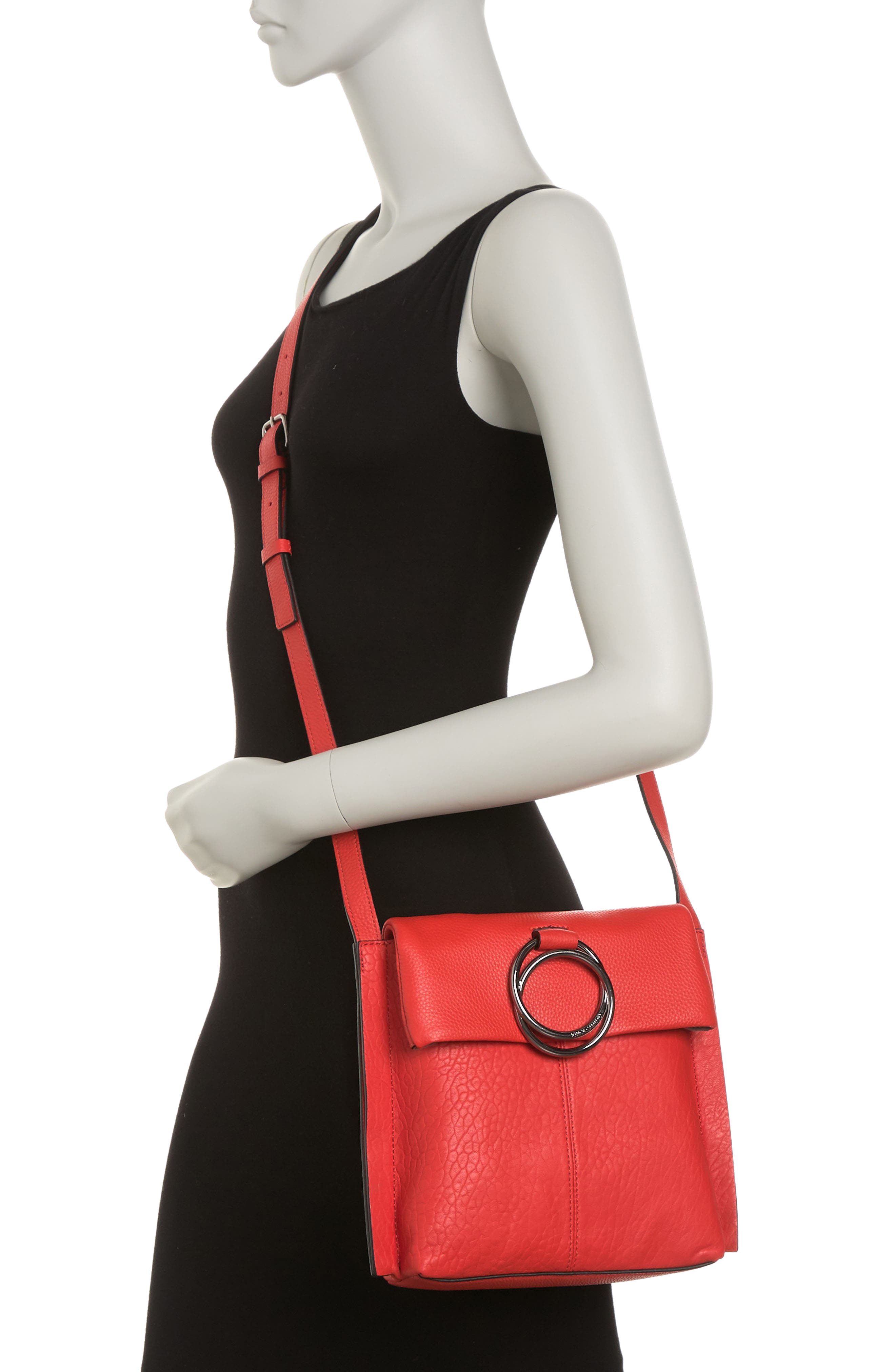 Vince Camuto Livy Large Leather Crossbody Bag In Open Red
