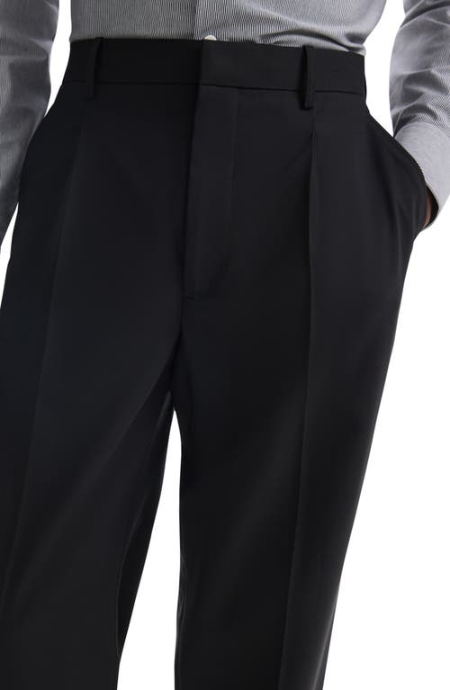 Shop Theory Relaxed Fit Pleated Stretch Wool Dress Pants In Deep Black