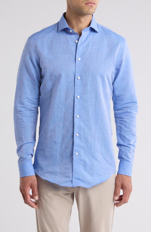 Nordstrom Trim Fit Solid Linen & Cotton Dress Shirt Mustique at Nordstrom,