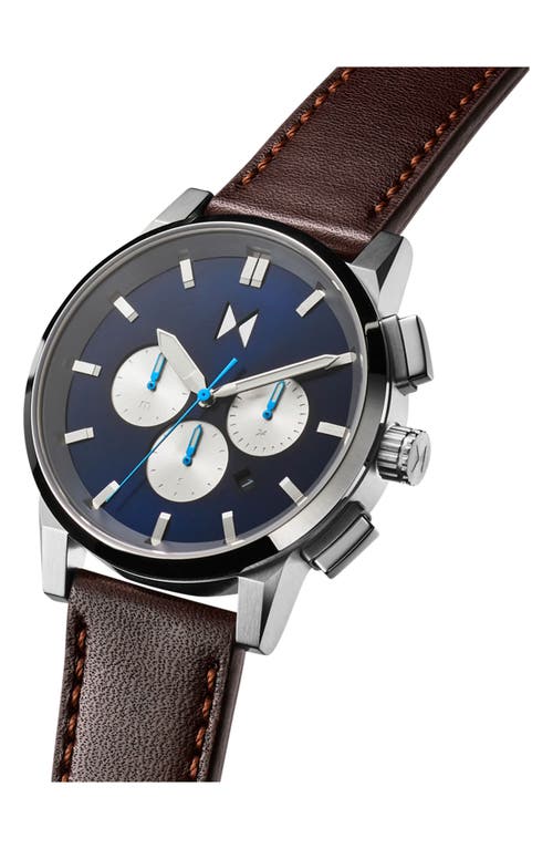 Mvmt Men's Chrono Ii Dark Brown Leather Strap Watch 44mm In Brown Blue