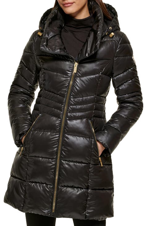River Island Silver Reflective Hooded Puffer Coat in Gray