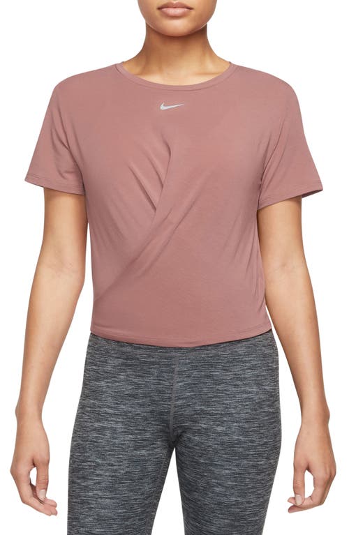 Nike One Luxe Dri-fit Top In Red Stardust/reflective Silv