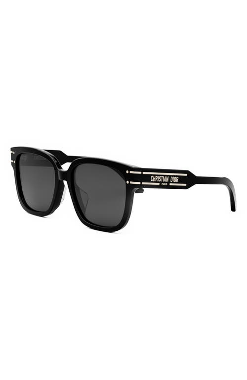 Shop Dior 'signature S7f Square Sunglasses In Shiny Black/smoke