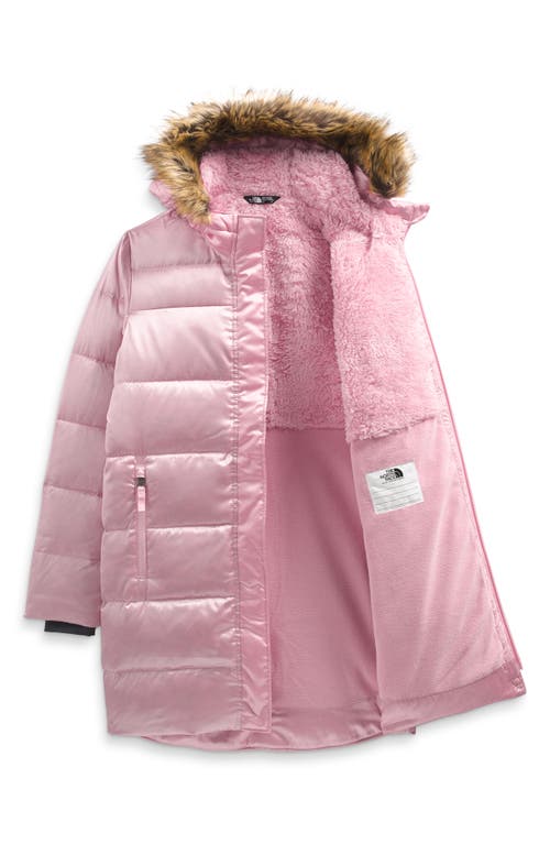 The North Face Kids' North 600-Fill Power Down Parka with Faux Fur Trim in Cameo Pink