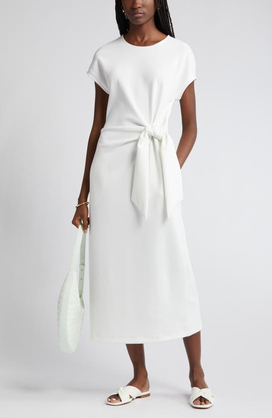 Shop Nordstrom Tie Waist Midi Dress In Ivory Cloud