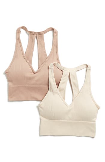 Yogalicious Assorted 2-pack Seamless Rib Sports Bras In Neutral