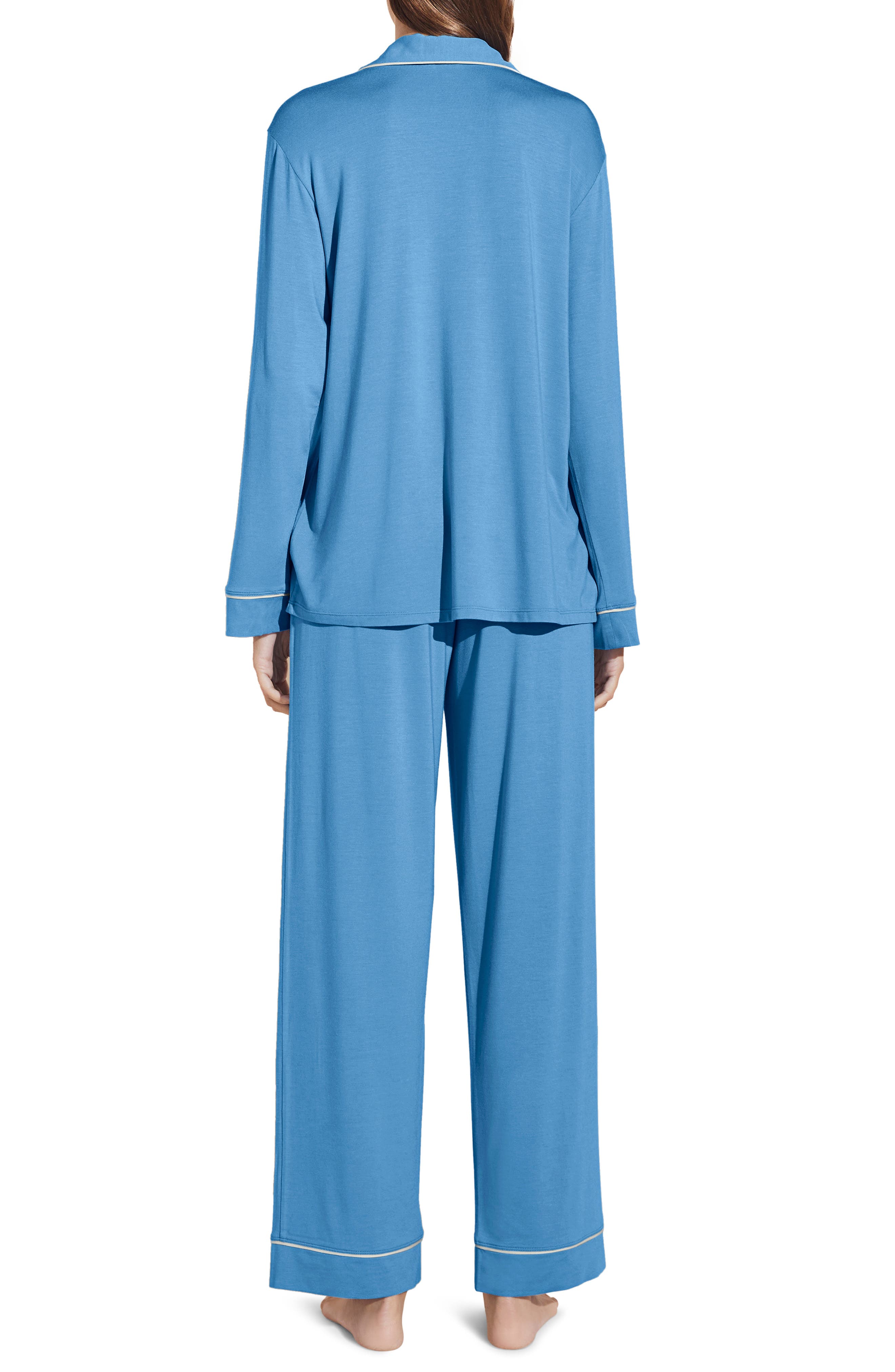 Eberjey Gisele Jersey Knit Pajamas in Azure/Ivory