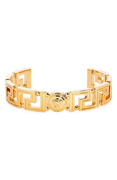 Shop Versace Medusa Greca Cuff Bracelet In  Gold