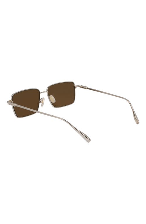 Shop Ferragamo Gancini Evolution 57mm Rectangular Sunglasses In Gold/brown