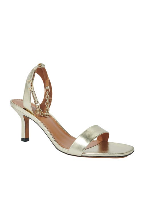 Maje Womens Or Chain-embellished Leather Heeled Sandals In Light Gold